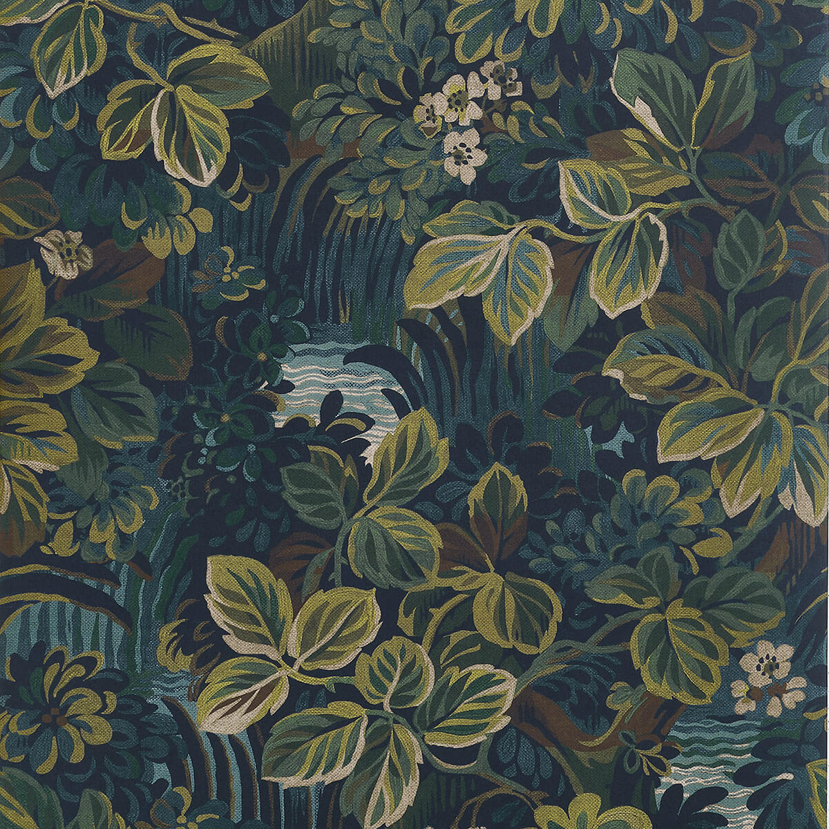 Thibaut Boxwood Night Garden Wallpaper Sample - Midnight