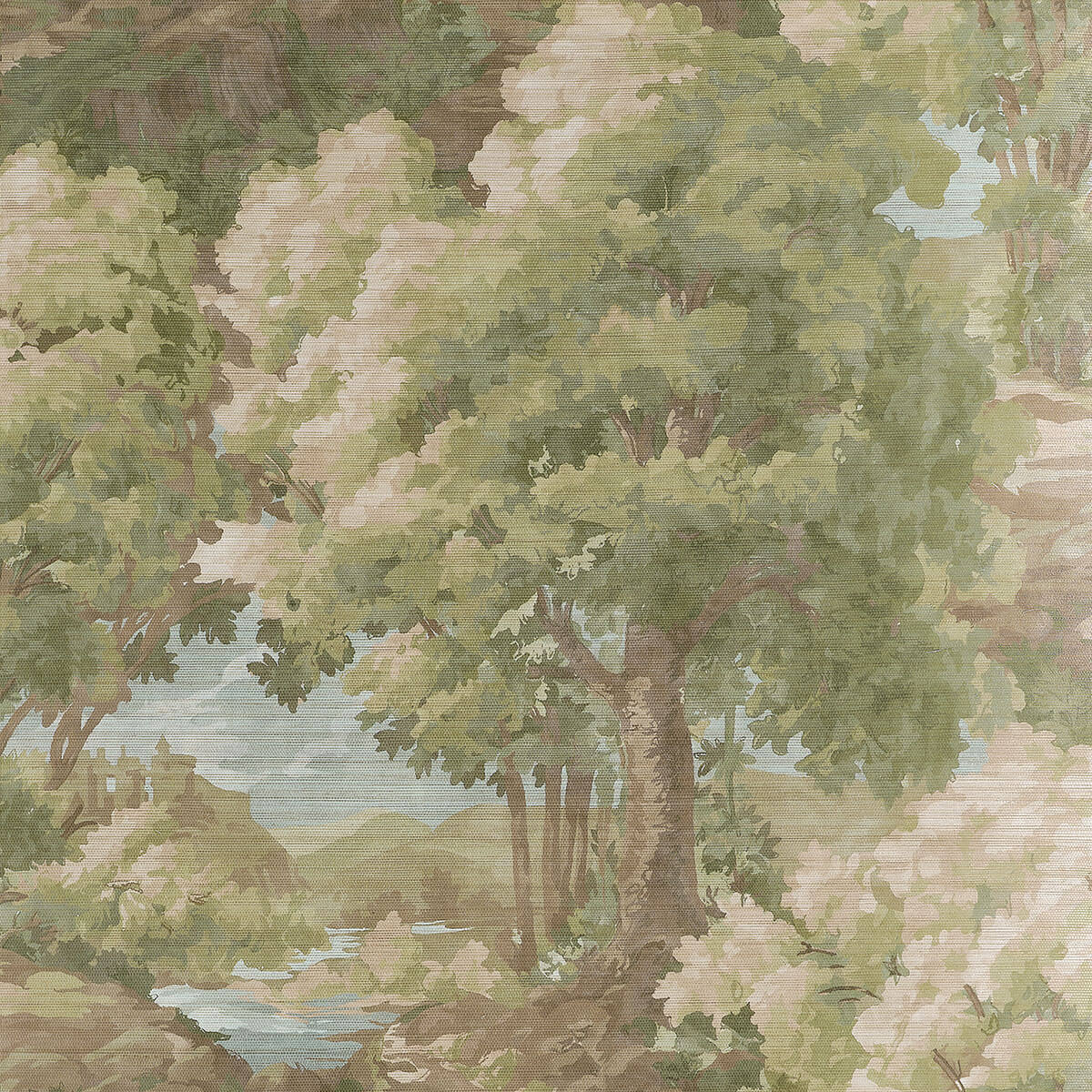 Thibaut Boxwood Woodland Clearing Wallpaper Sample - Green