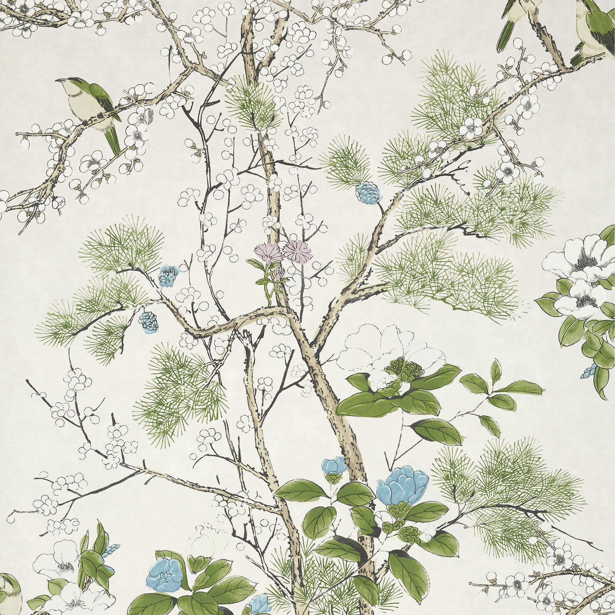 Thibaut Grand Palace Katsura Wallpaper Sample - Cream & Lavender