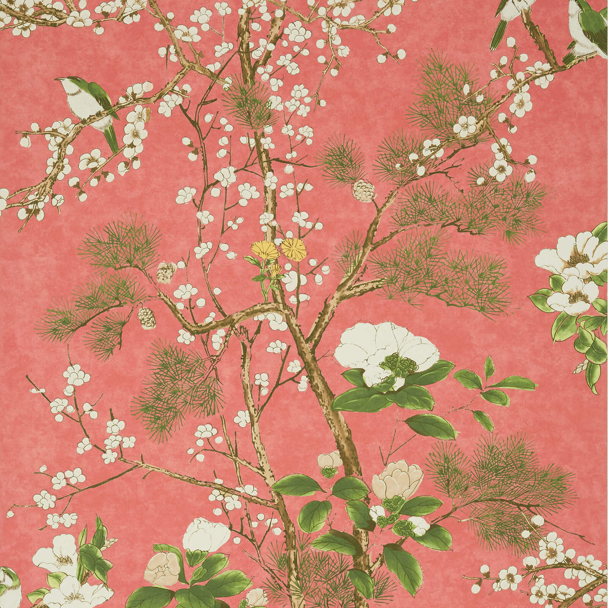 Thibaut Grand Palace Katsura Wallpaper Sample - Coral