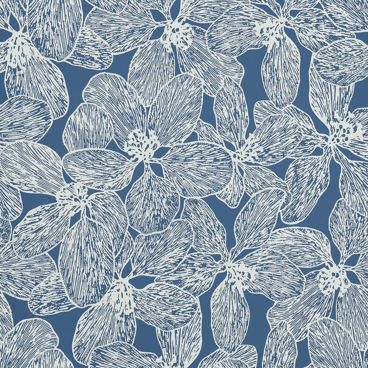 Thibaut Islander Island Orchid Wallpaper Sample - Navy