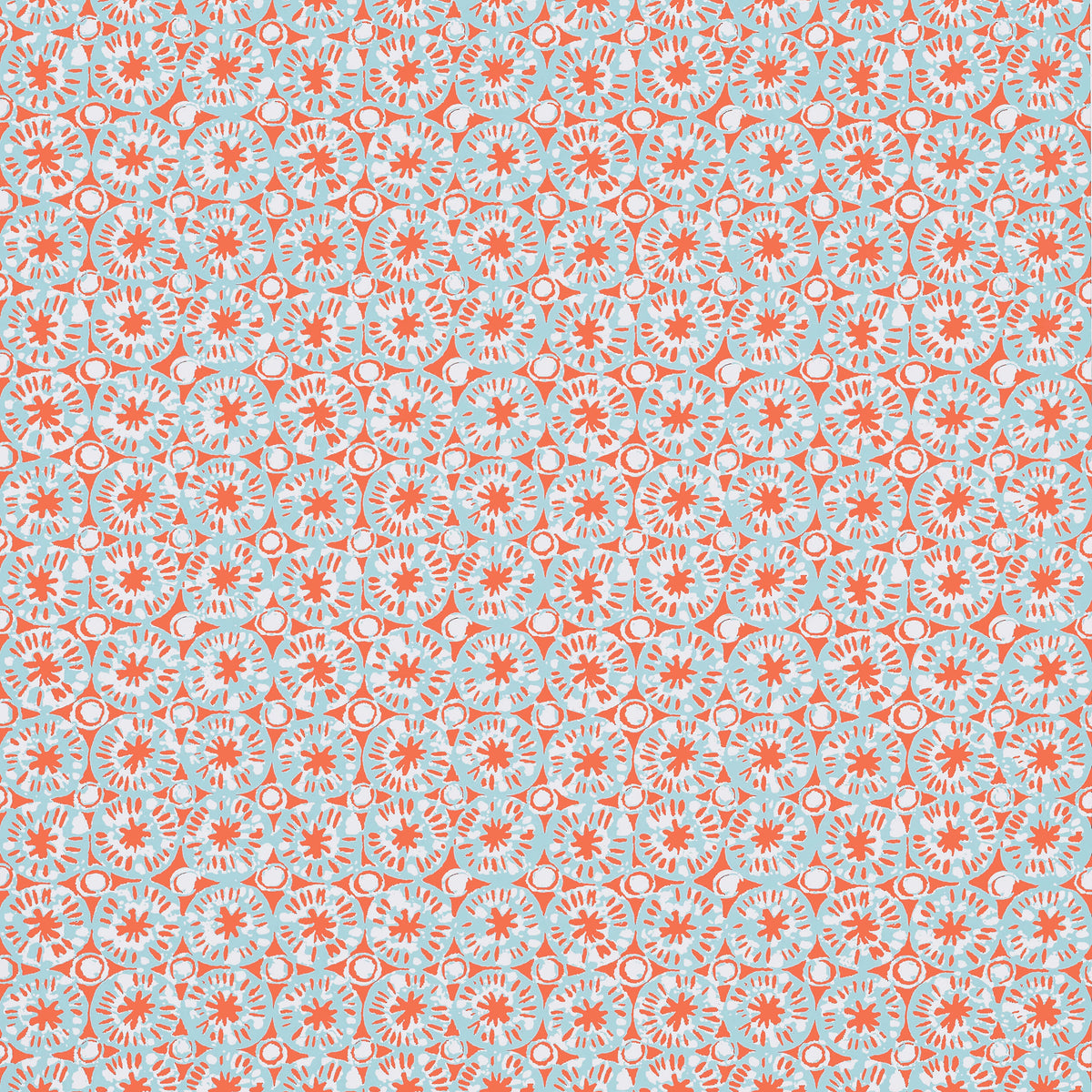 Thibaut Islander Sand Dollar Wallpaper Sample - Coral & Blue