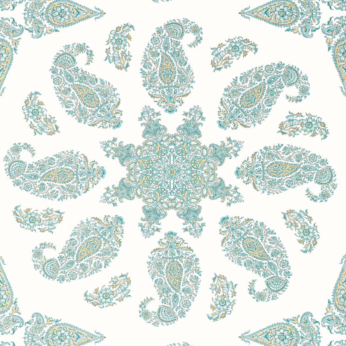 Thibaut Indienne East India Wallpaper Sample - Seaglass
