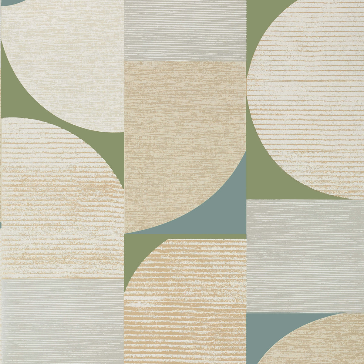 Thibaut Modern Resource Saturn Wallpaper - Metallic Gold & Moss