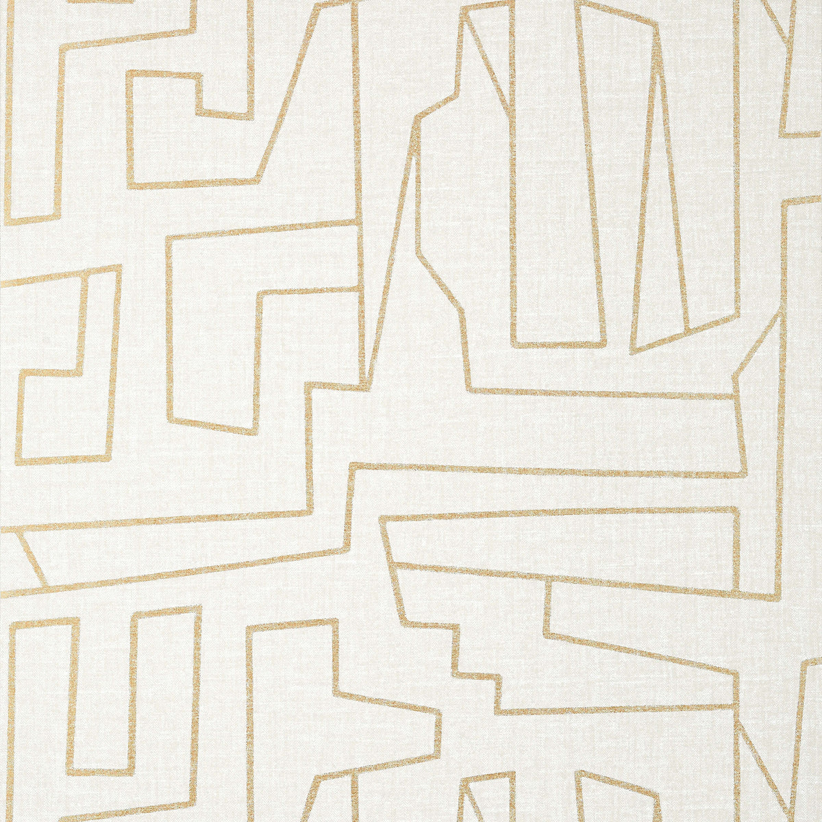 Thibaut Modern Resource Matrix Wallpaper - Metallic Gold on Beige