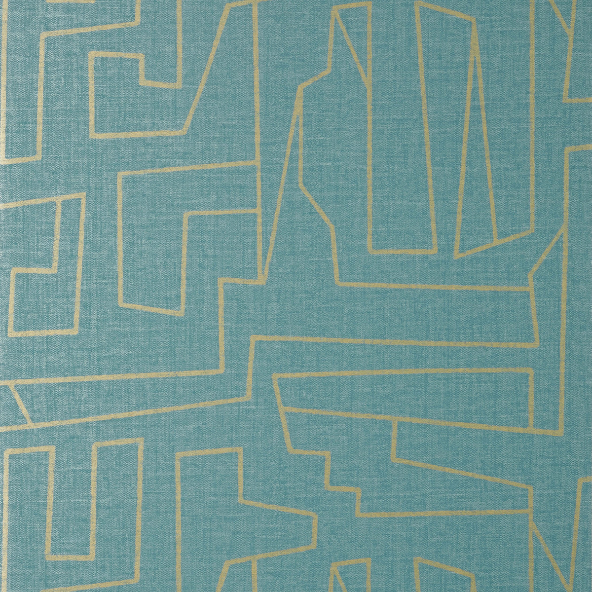 Thibaut Modern Resource Matrix Wallpaper - Metallic Gold & Teal