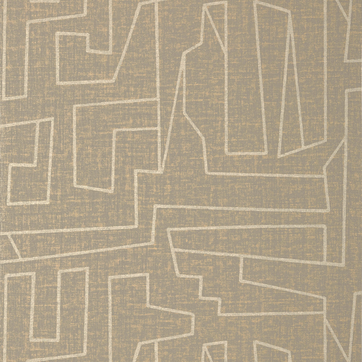 Thibaut Modern Resource Matrix Wallpaper - Metallic Gold & Grey