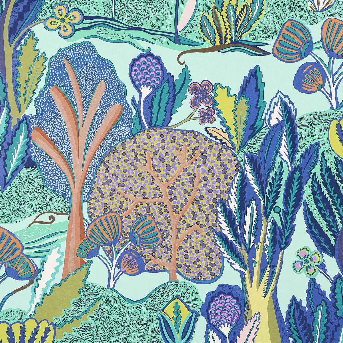 Thibaut Wanderlust Albero Wallpaper - Seaglass