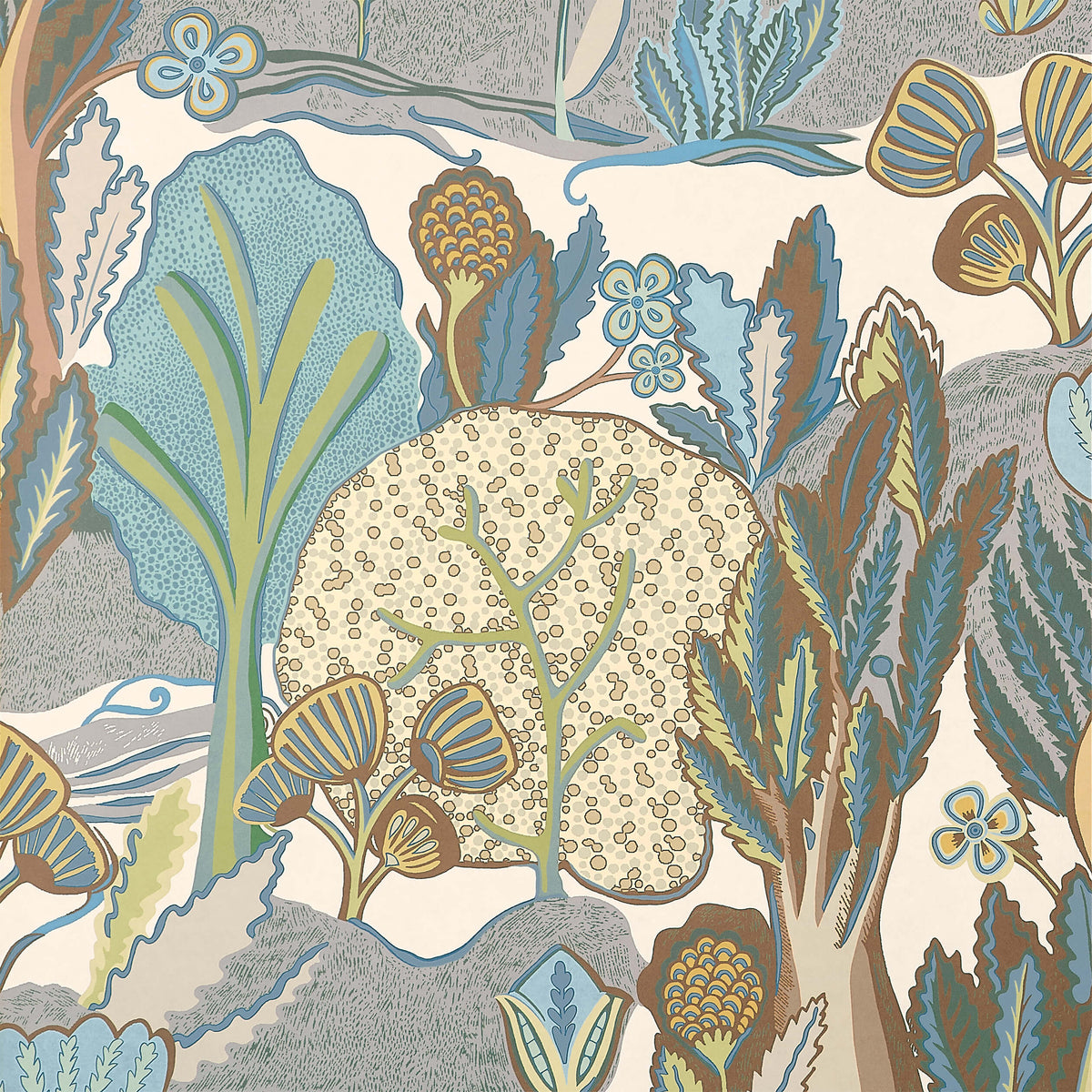 Thibaut Wanderlust Albero Wallpaper - Sage & Beige