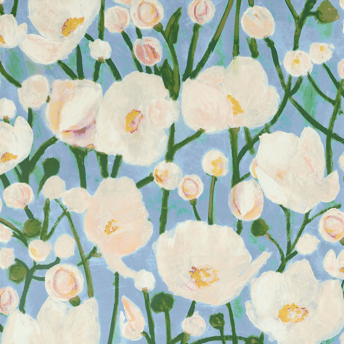 Thibaut Wanderlust Tivoli Wallpaper Sample - Sky Blue