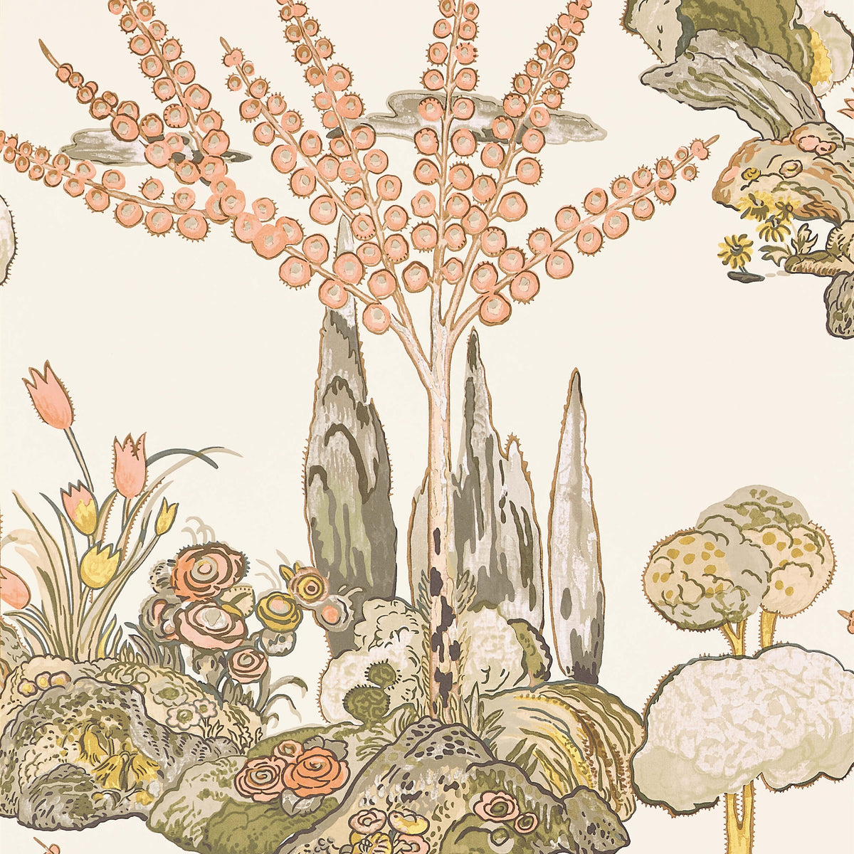 Thibaut Wanderlust Orleans Wallpaper - Apricot & Ginger