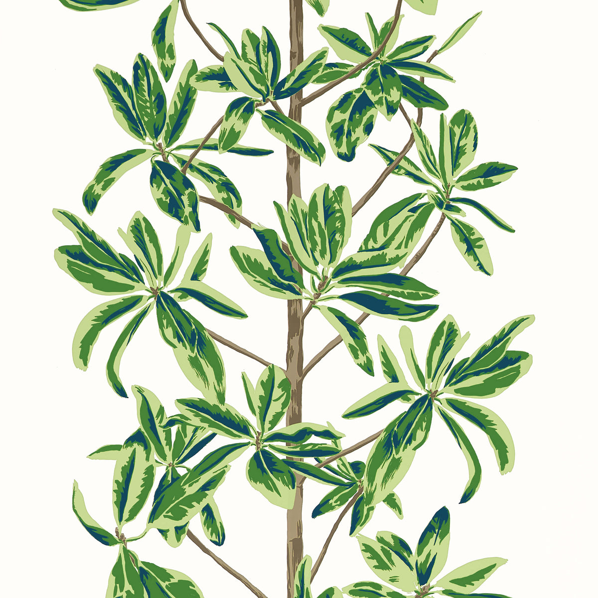 Thibaut Wanderlust Mangrove Tree Wallpaper Sample - Green & White