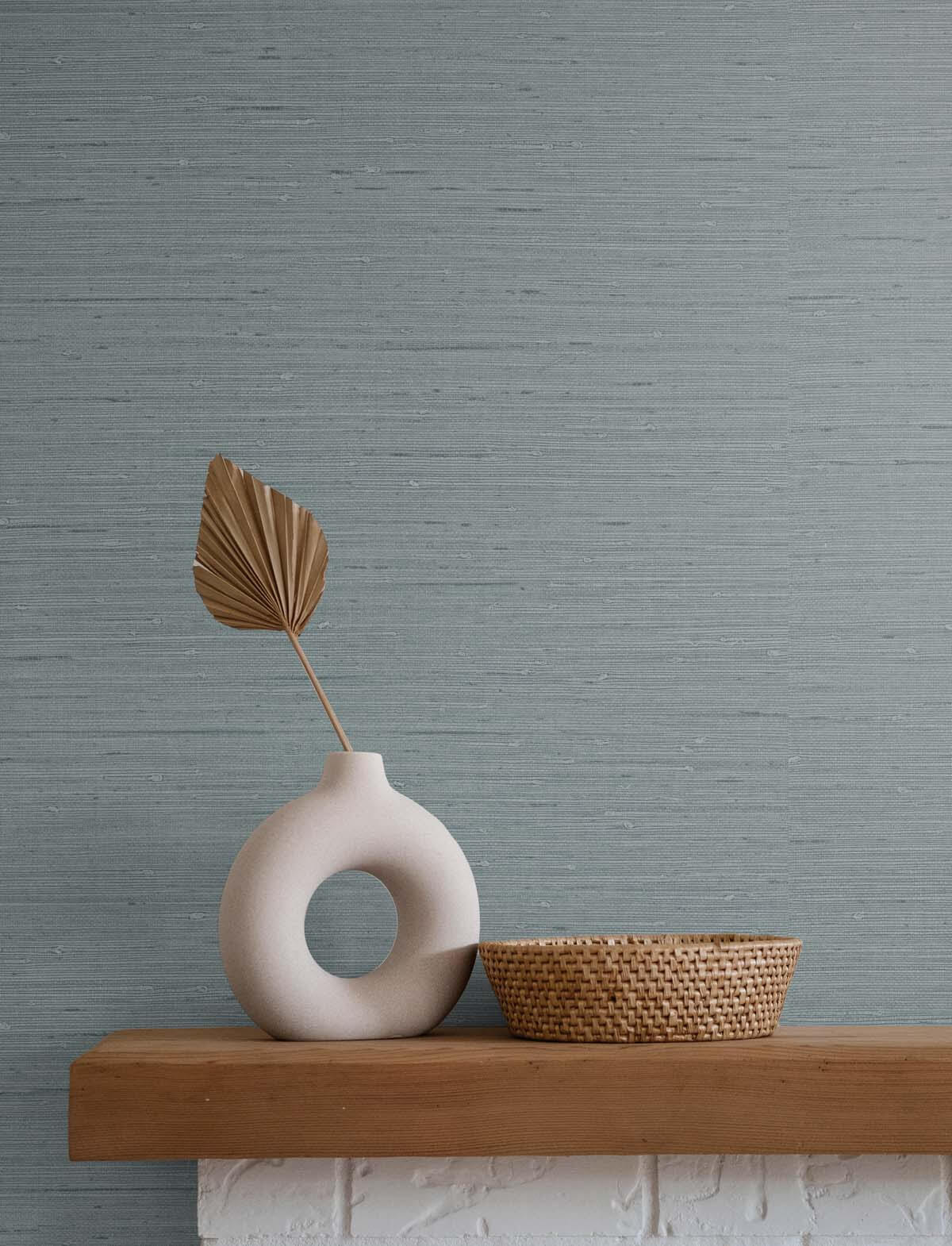 Seabrook Even More Textures Seahaven Rushcloth Wallpaper Sample - Ethereal Blue