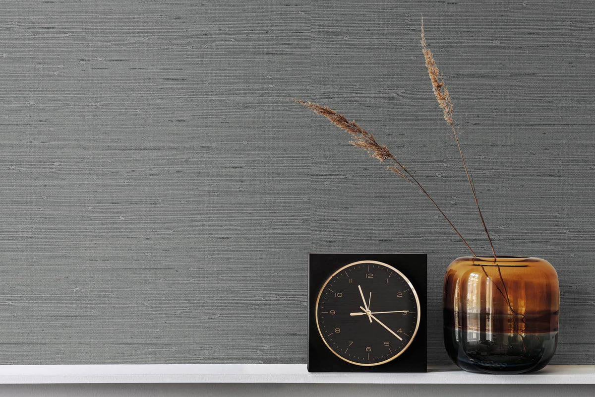 Seabrook Even More Textures Seahaven Rushcloth Wallpaper Sample - Slate