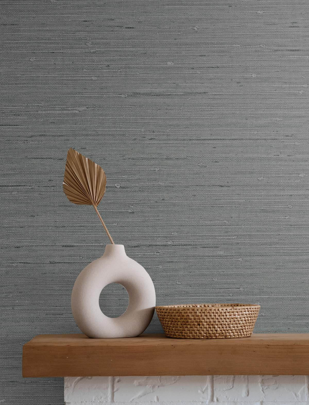 Seabrook Even More Textures Seahaven Rushcloth Wallpaper Sample - Slate