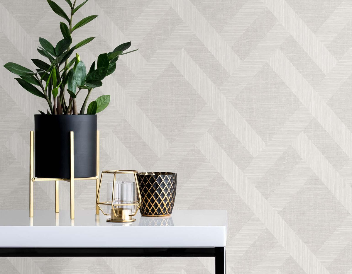 Seabrook Even More Textures Linen Trellis Wallpaper - Morning Fog
