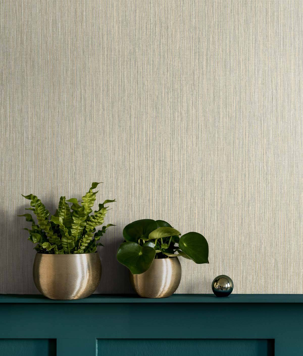 Seabrook Even More Textures Vertical Stria Wallpaper - Desert & Metallic Gold