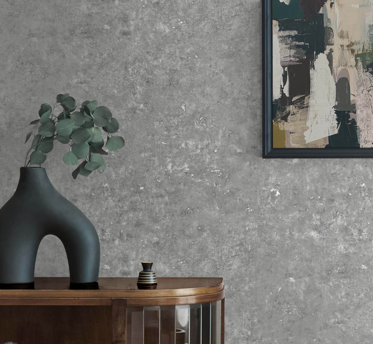 Seabrook Even More Textures Cement Faux Wallpaper Sample - Stoneware & Metallic Silver