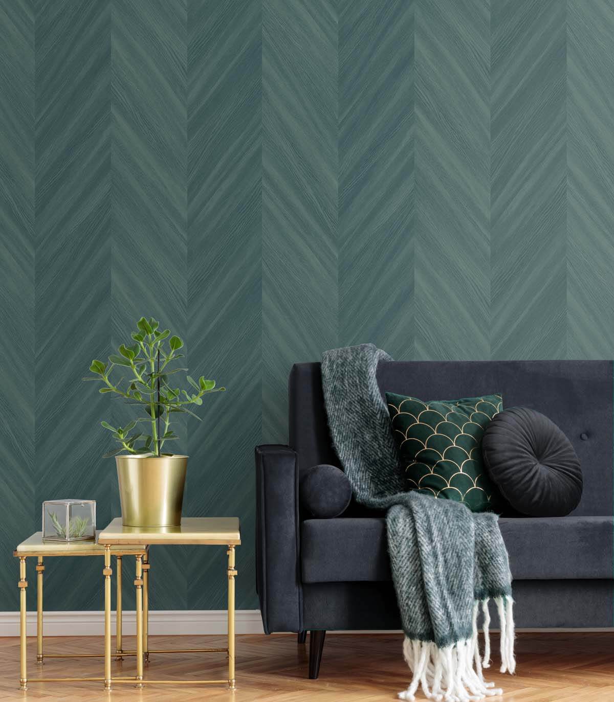 Seabrook Even More Textures Chevron Wood Wallpaper Sample - Wintergreen