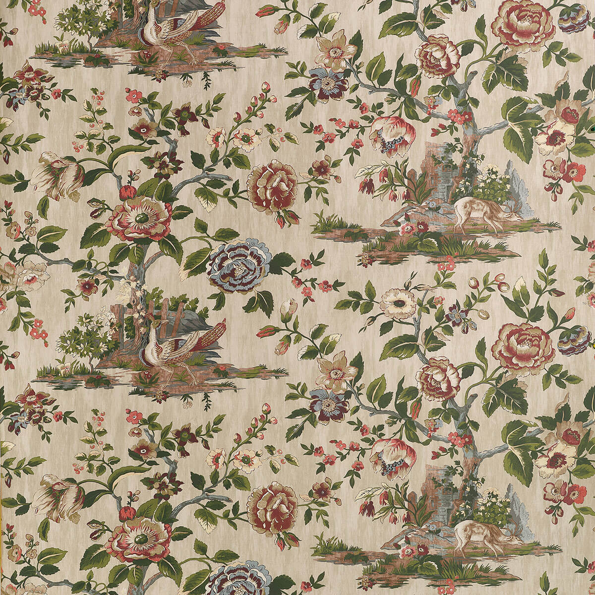 54 in. Thibaut Boxwood Forest Lodge Wallpaper Sample - Flax