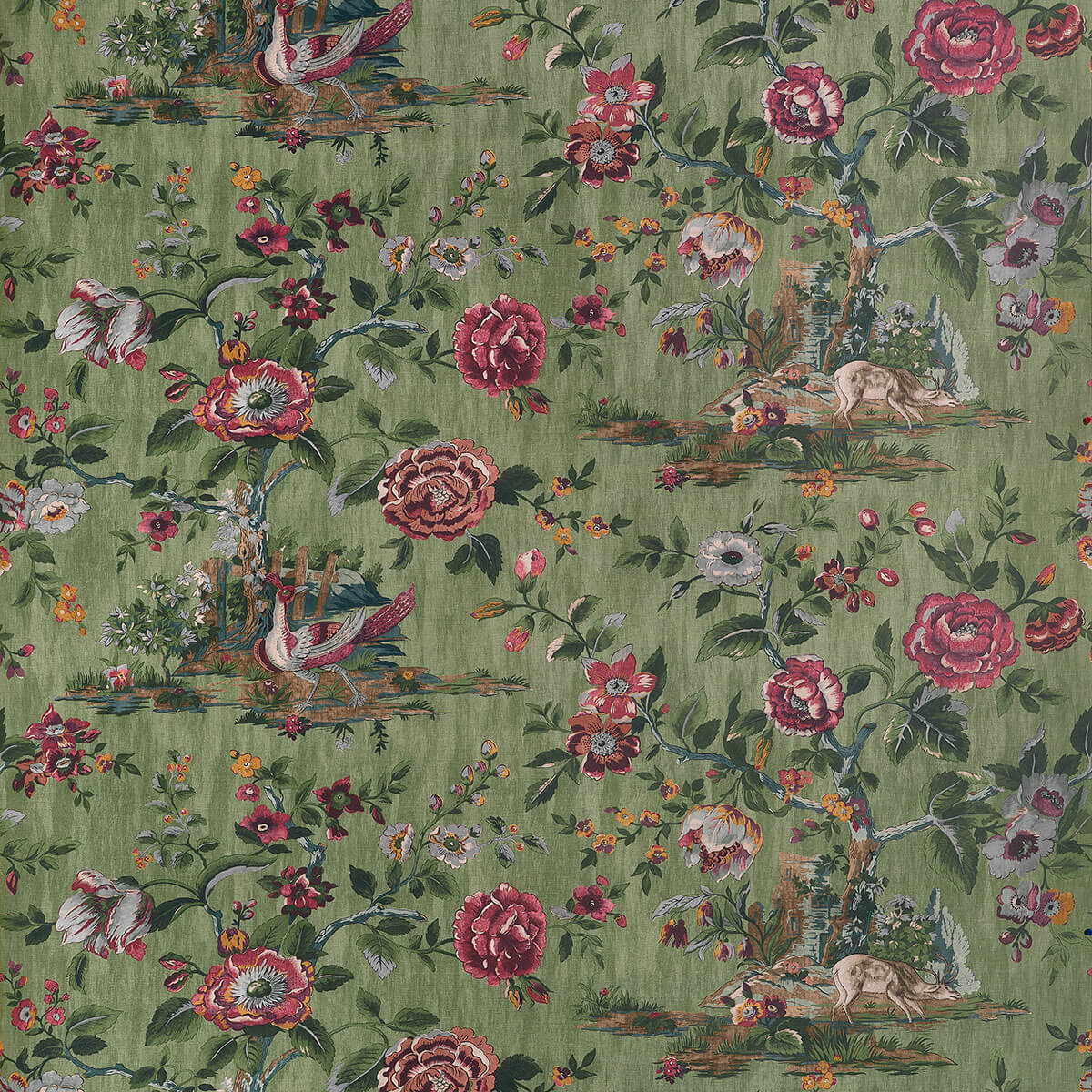 54 in. Thibaut Boxwood Forest Lodge Wallpaper Sample - Green