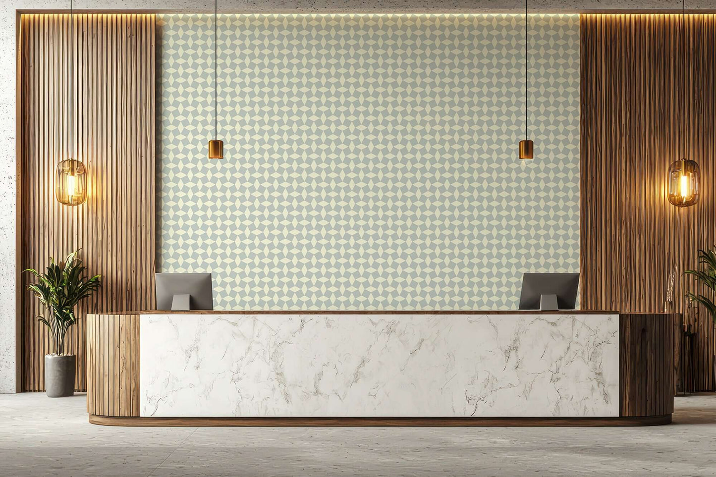 Mitchell Black Tailored Check Wallpaper - Pale Mineral Blue