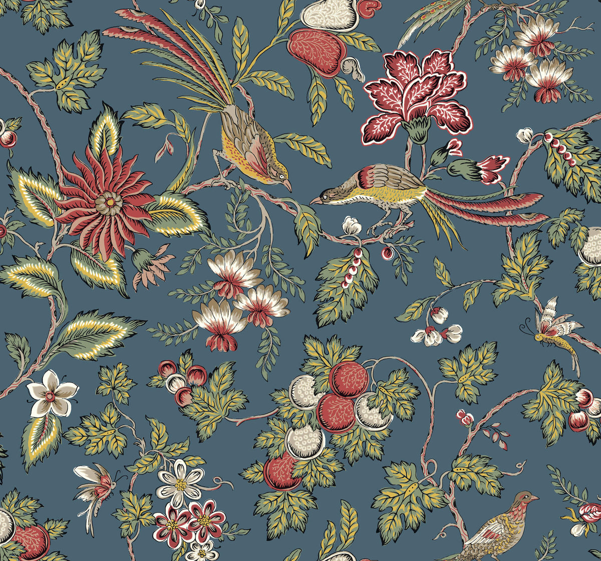 Antonina Vella Jardin Parterre Wallpaper Sample - Indigo