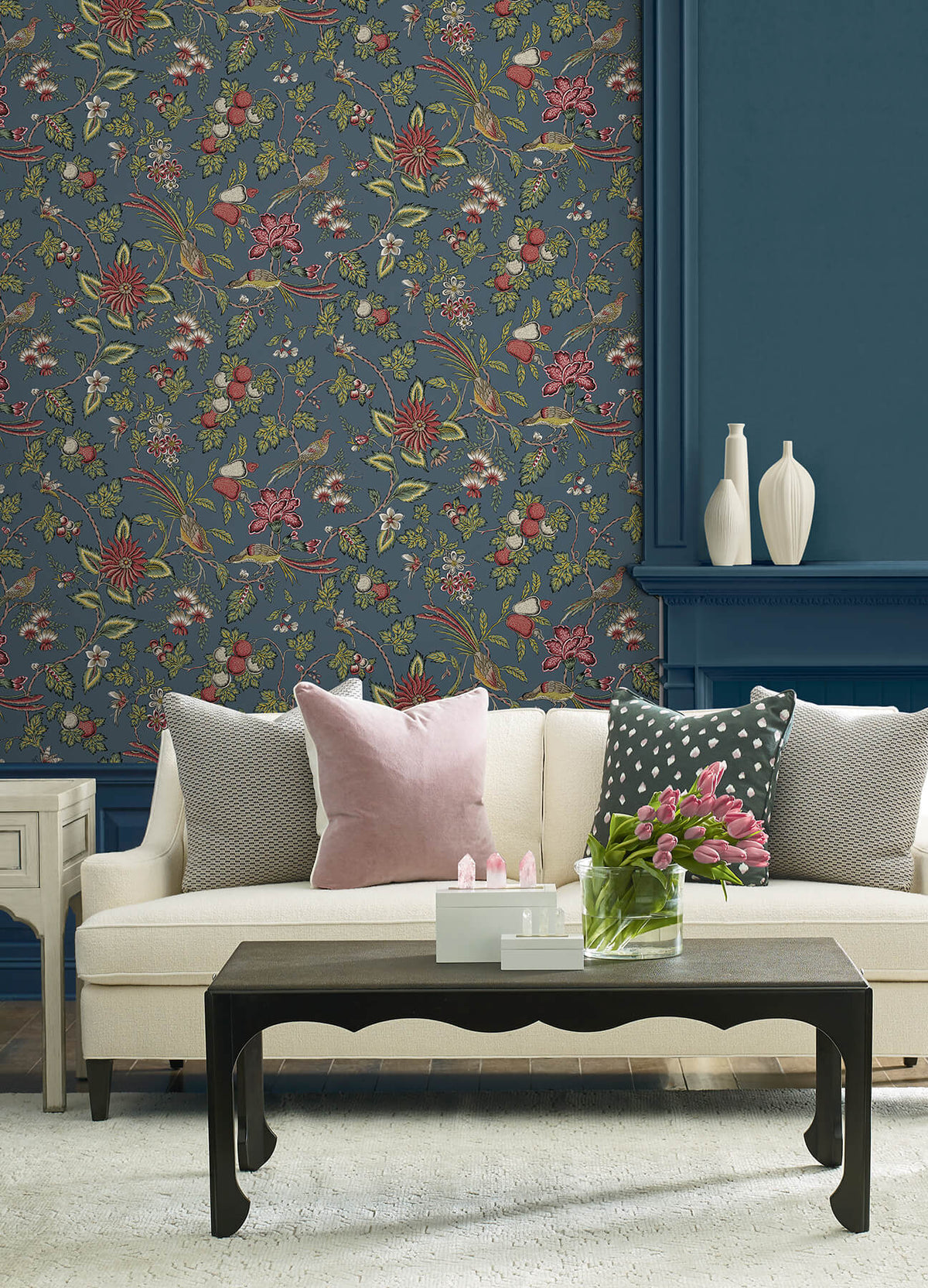 Antonina Vella Jardin Parterre Wallpaper Sample - Indigo