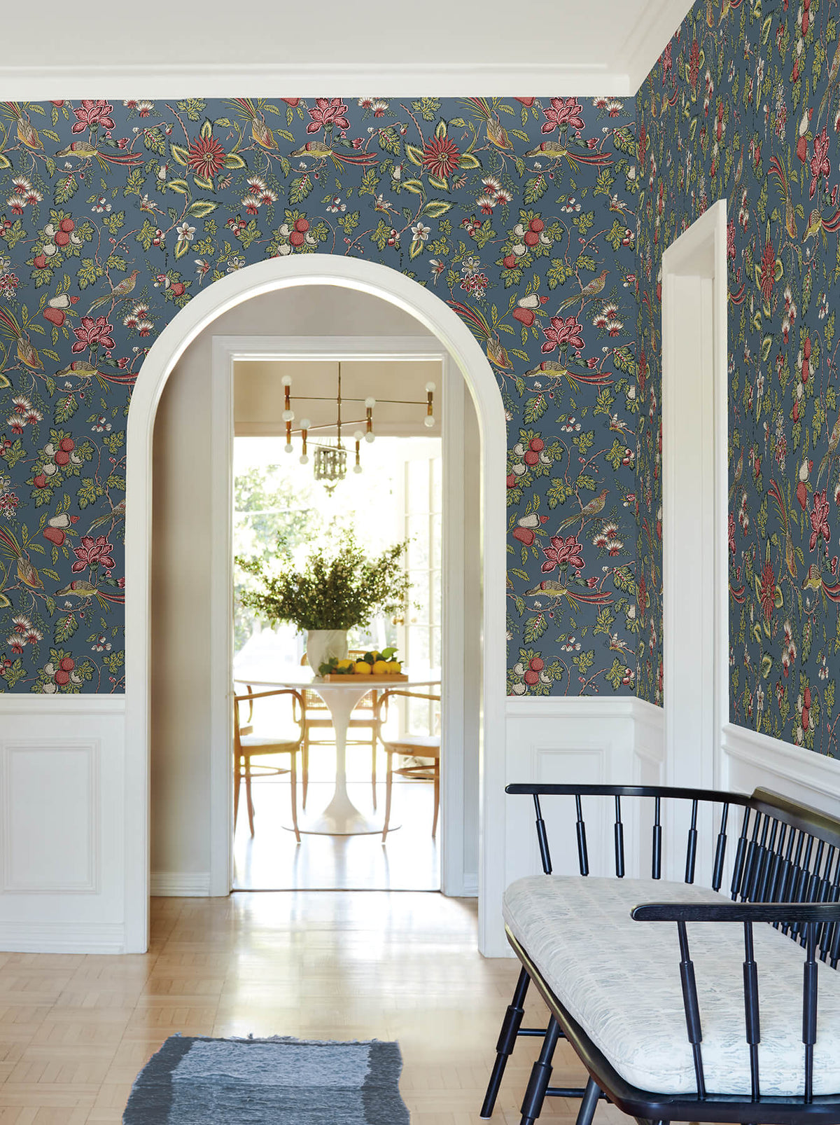 Antonina Vella Jardin Parterre Wallpaper Sample - Indigo