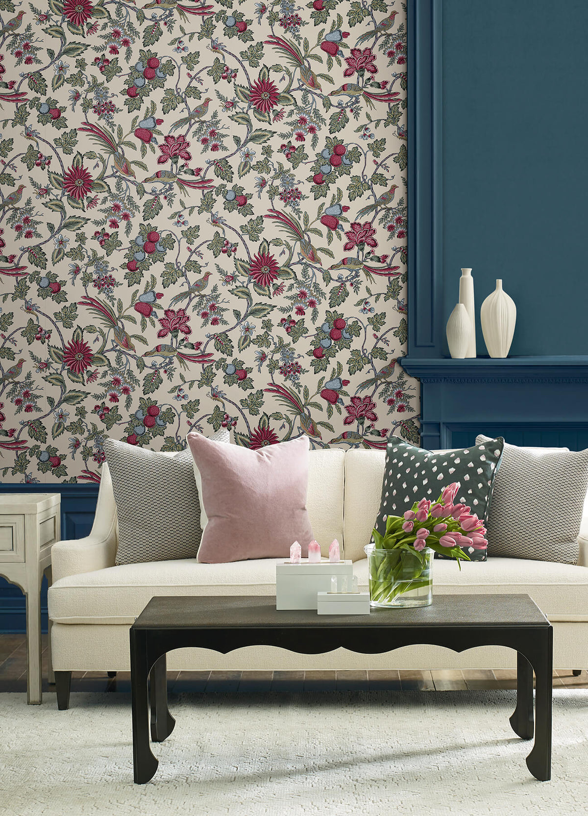 Antonina Vella Jardin Parterre Wallpaper - Raspberry