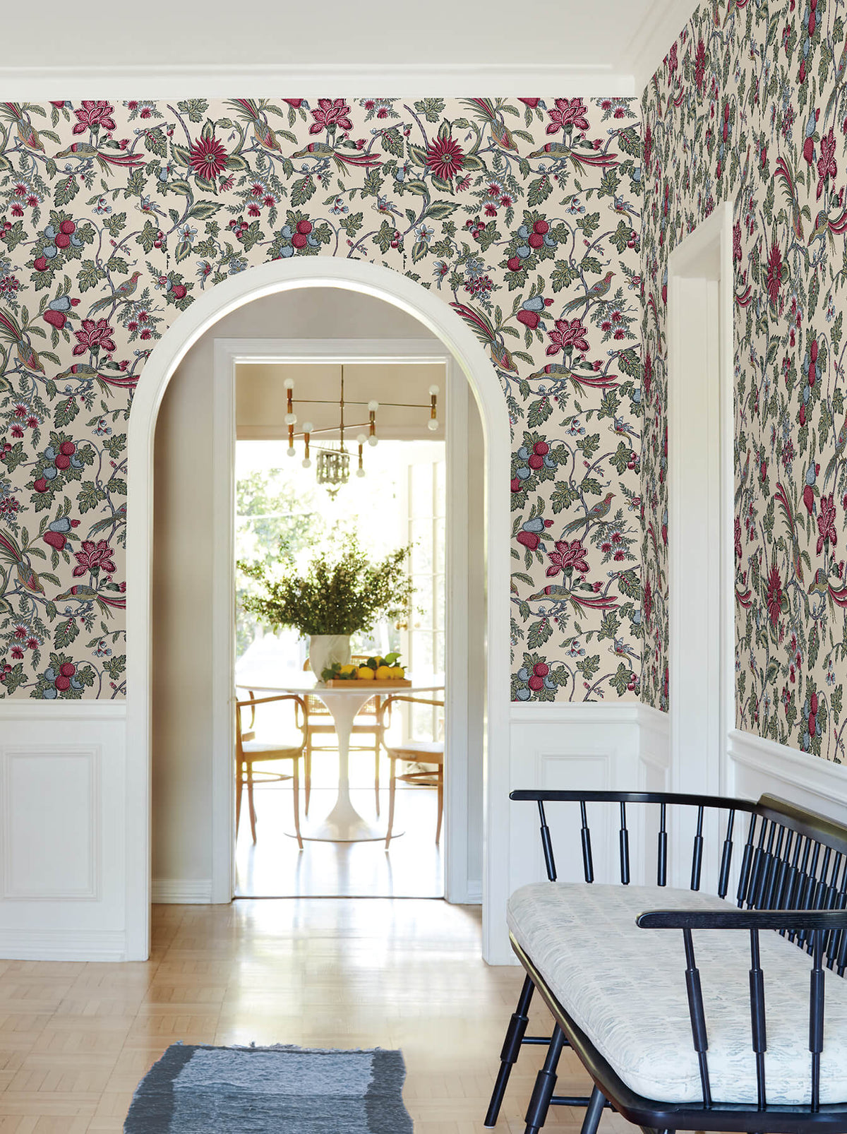 Antonina Vella Jardin Parterre Wallpaper - Raspberry