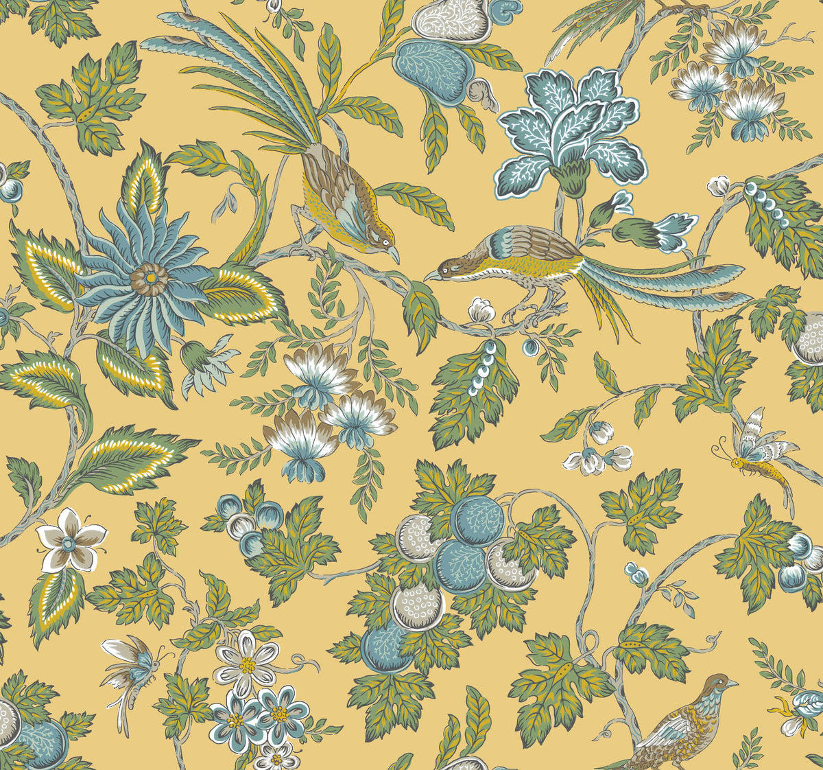 Antonina Vella Jardin Parterre Wallpaper Sample - Saffron