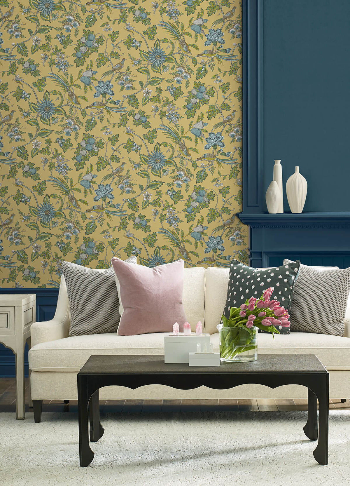 Antonina Vella Jardin Parterre Wallpaper Sample - Saffron
