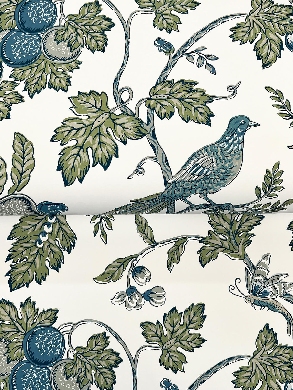 Antonina Vella Jardin Parterre Wallpaper Sample - Sage & Indigo