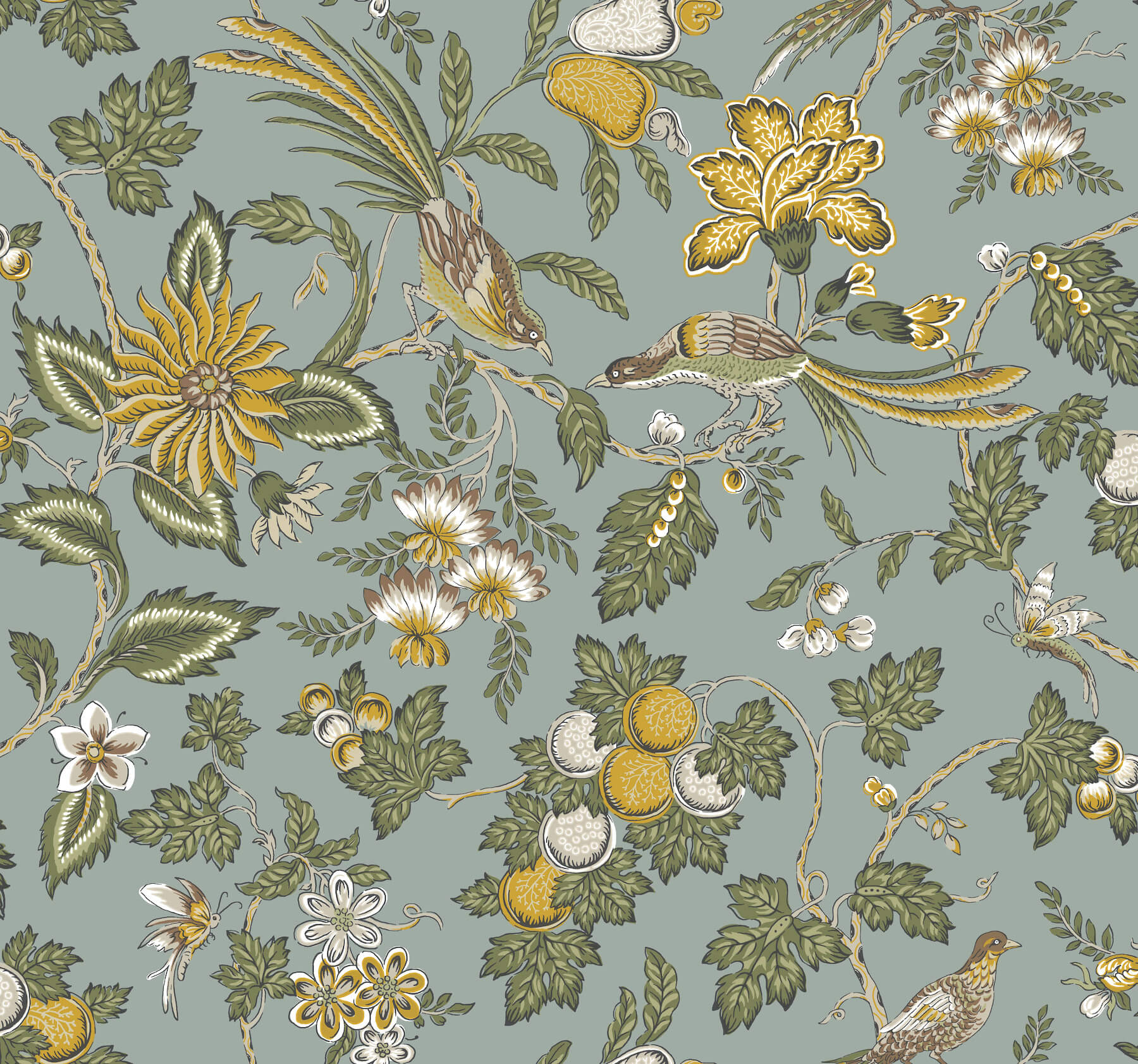 VP1315 Antonina Vella Jardin Parterre Jacobean Wallpaper - Blue