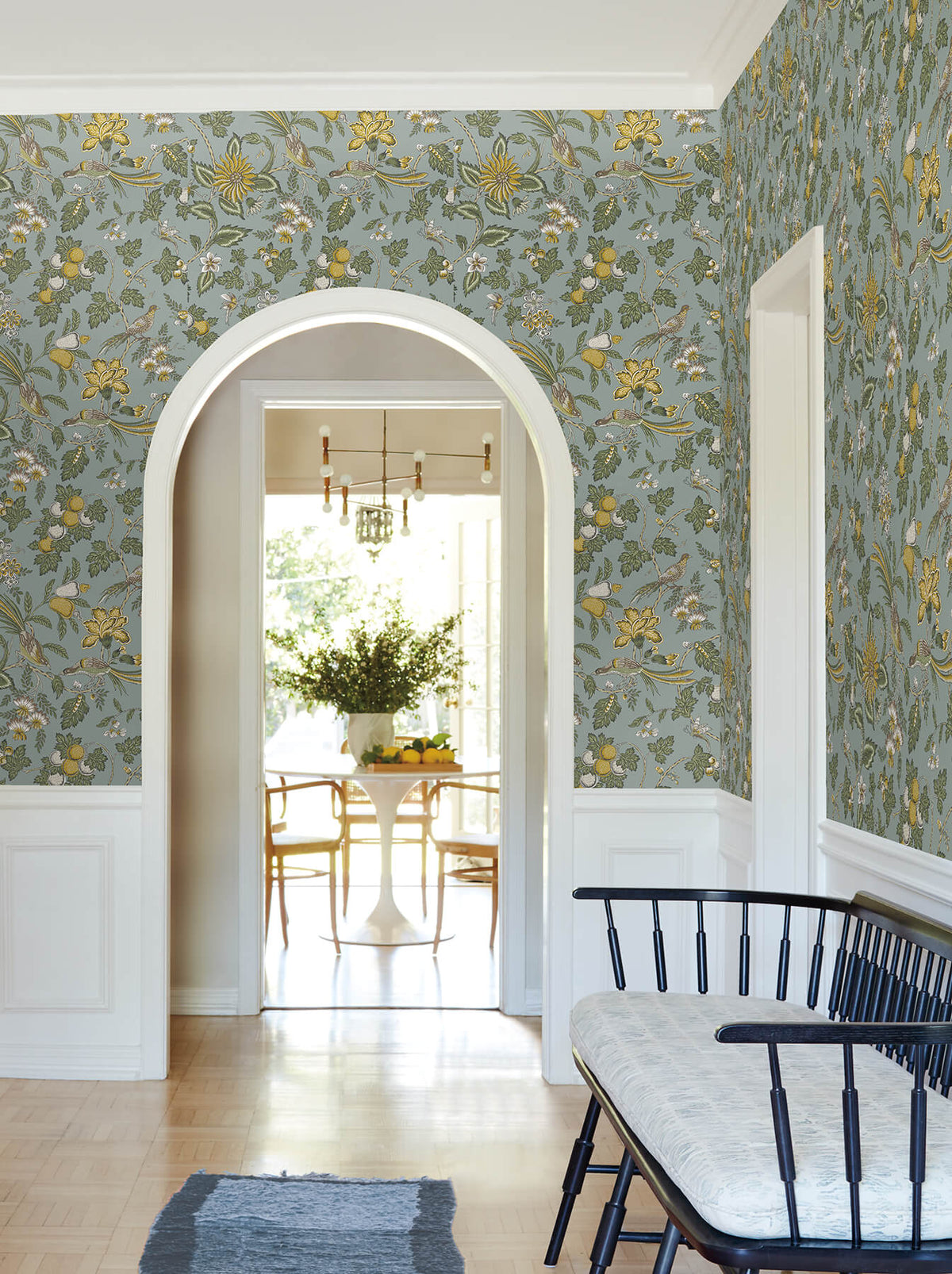 Antonina Vella Jardin Parterre Wallpaper Sample - Blue Dawn