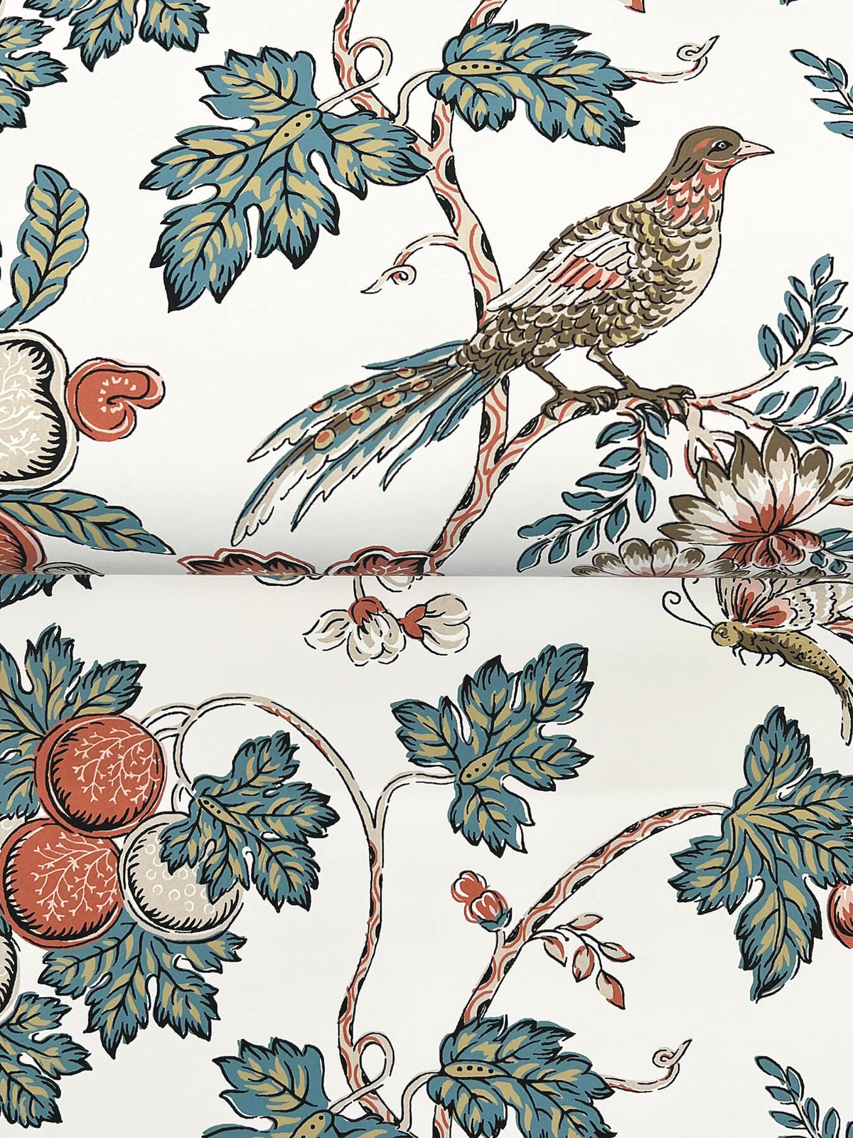 Antonina Vella Jardin Parterre Wallpaper Sample - Cornflower & Ginger