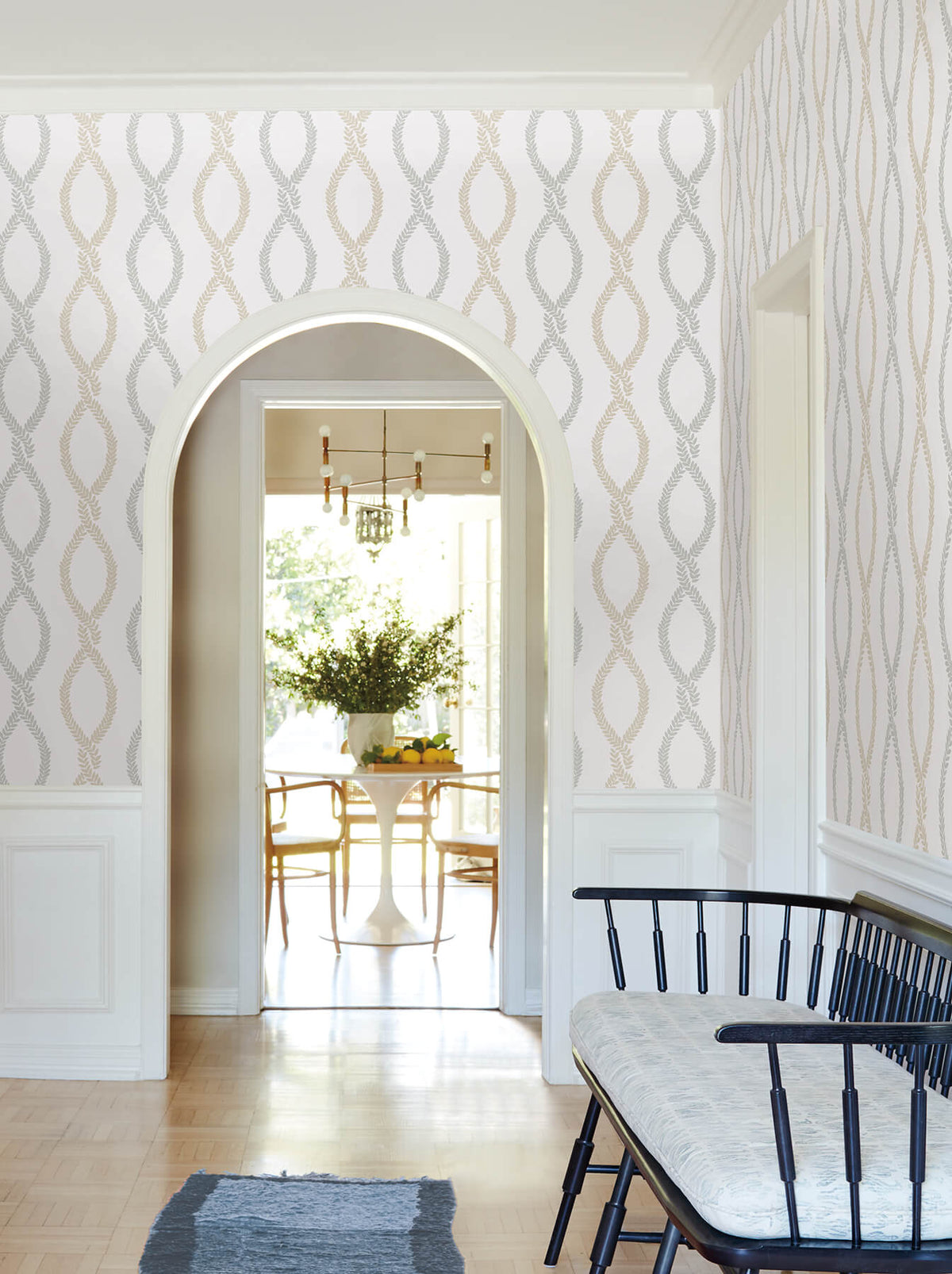 Antonina Vella Jardin Laureate Wallpaper - Beige & Grey