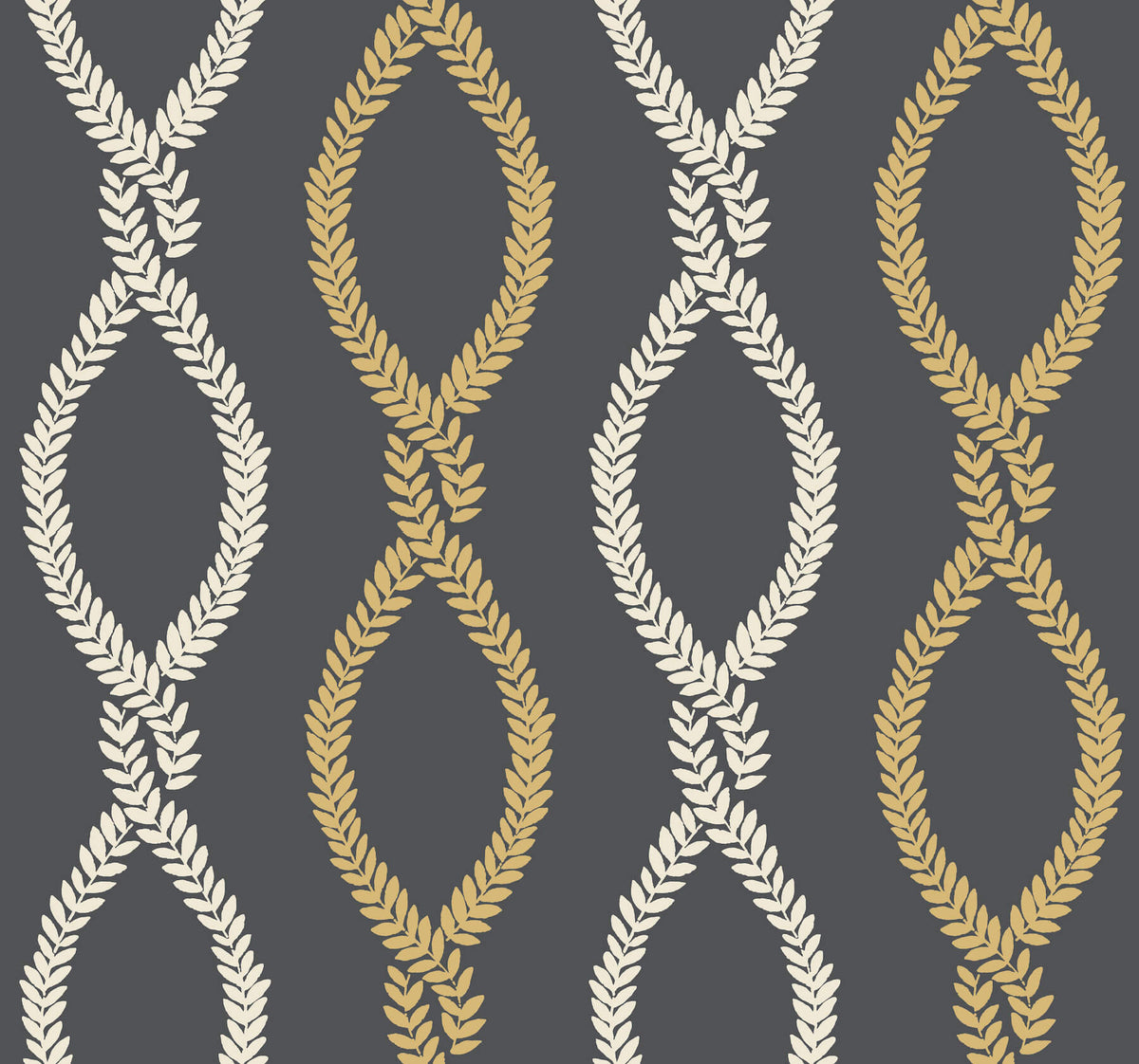 Antonina Vella Jardin Laureate Wallpaper Sample - Off Black