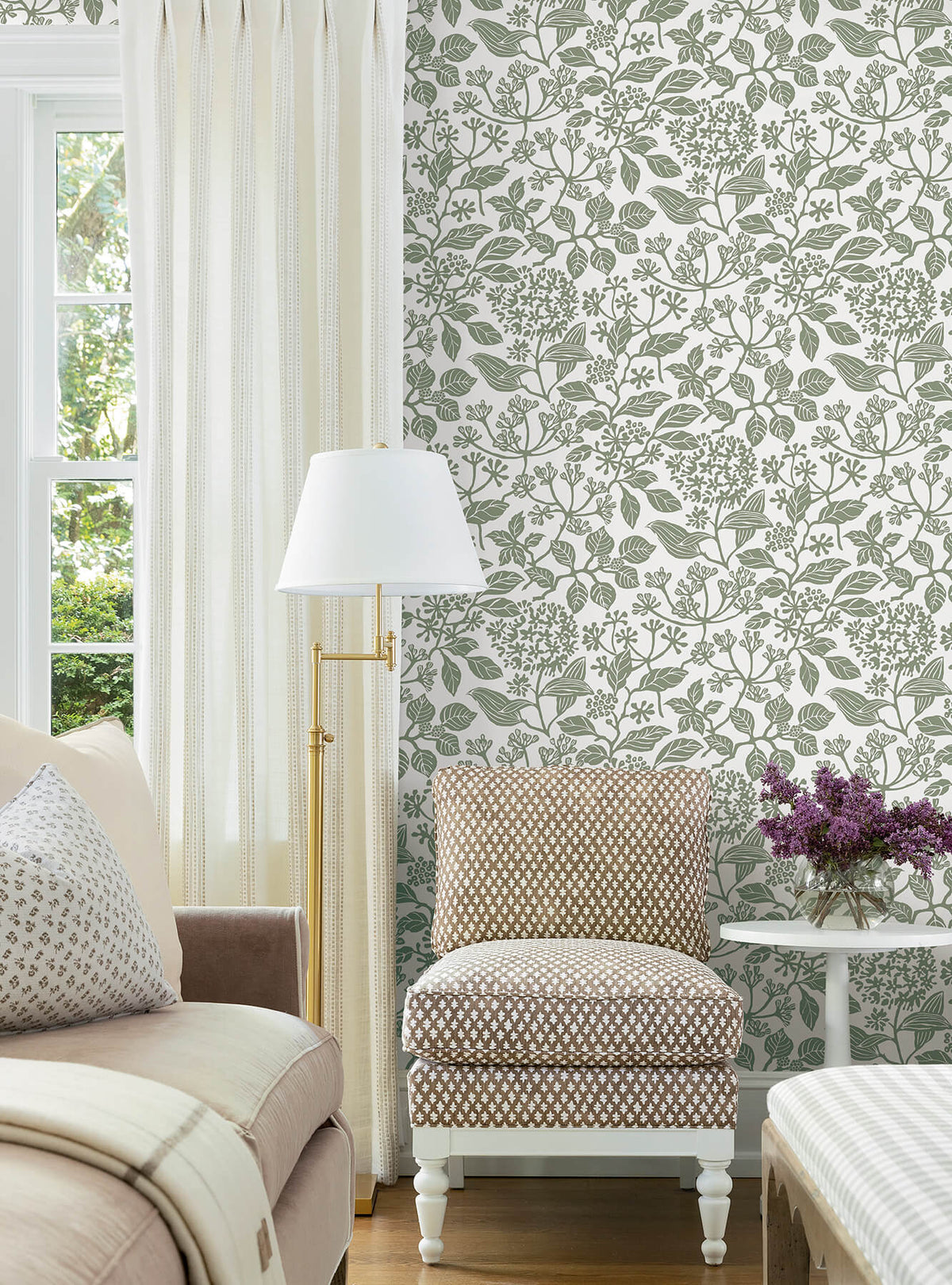 Antonina Vella Jardin Rowen Wallpaper Sample - Olive