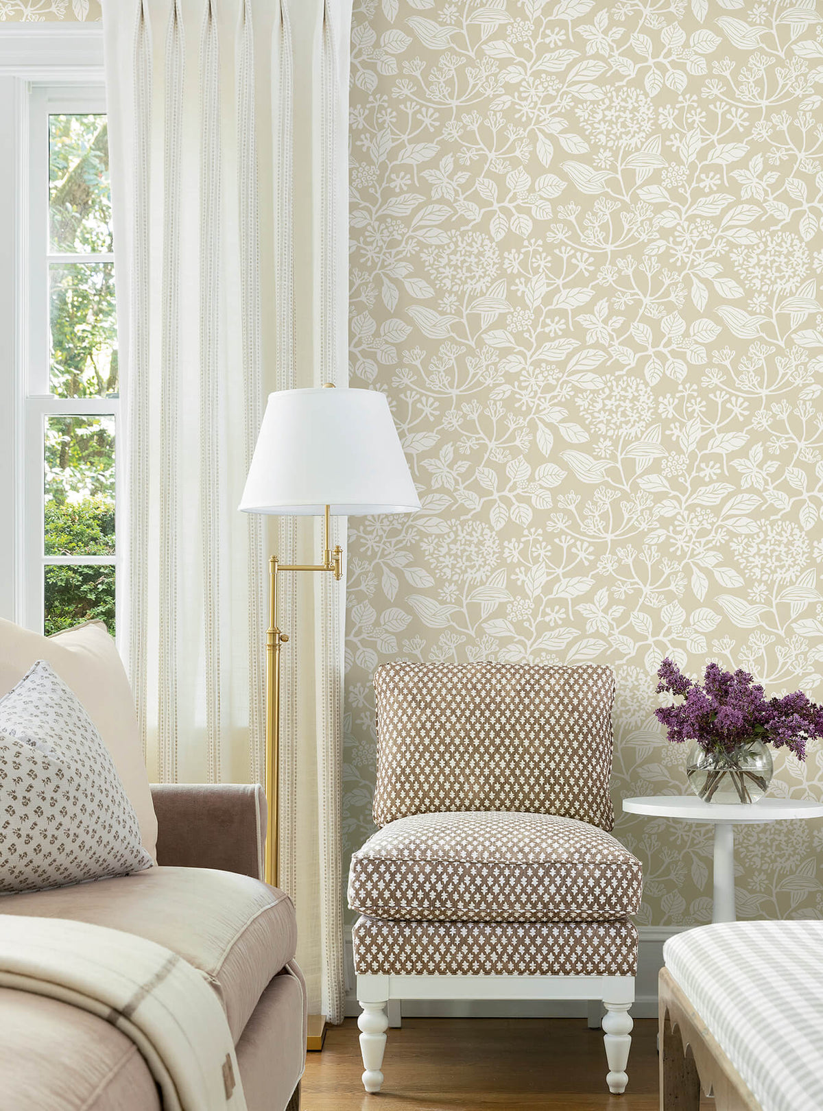 Antonina Vella Jardin Rowen Wallpaper Sample - Beige