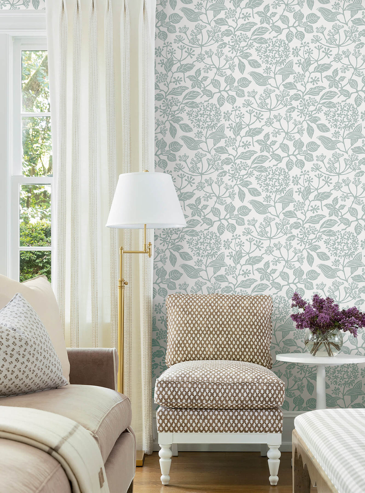 Antonina Vella Jardin Rowen Wallpaper Sample - Pale Blue