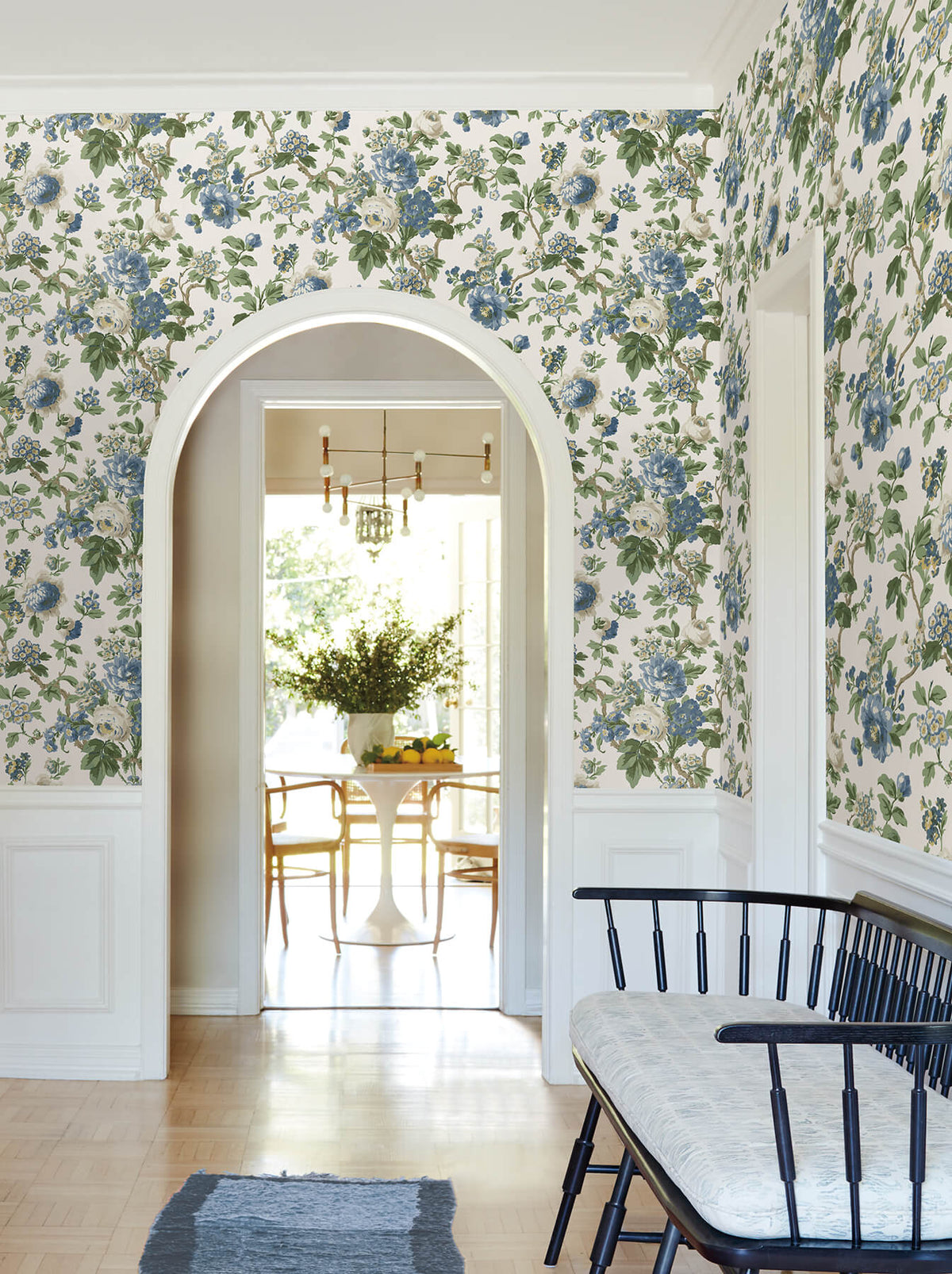 Antonina Vella Jardin Beatrix Wallpaper Sample - Blue & Green
