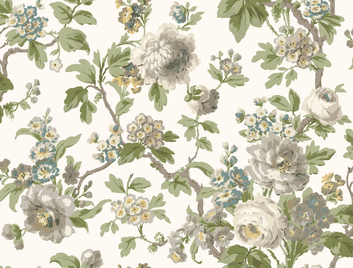 Antonina Vella Jardin Beatrix Wallpaper Sample - Neutral & Sage