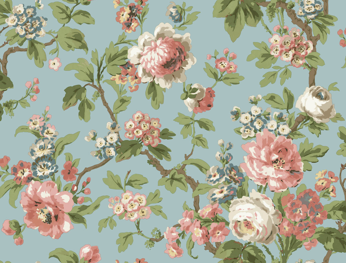 Antonina Vella Jardin Beatrix Wallpaper Sample - Sky Blue