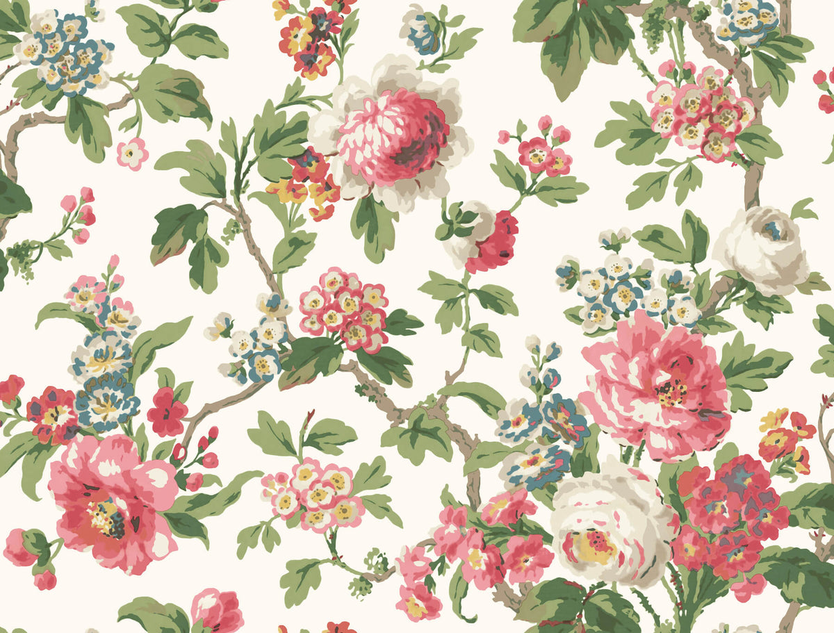 Antonina Vella Jardin Beatrix Wallpaper Sample - Red & Green