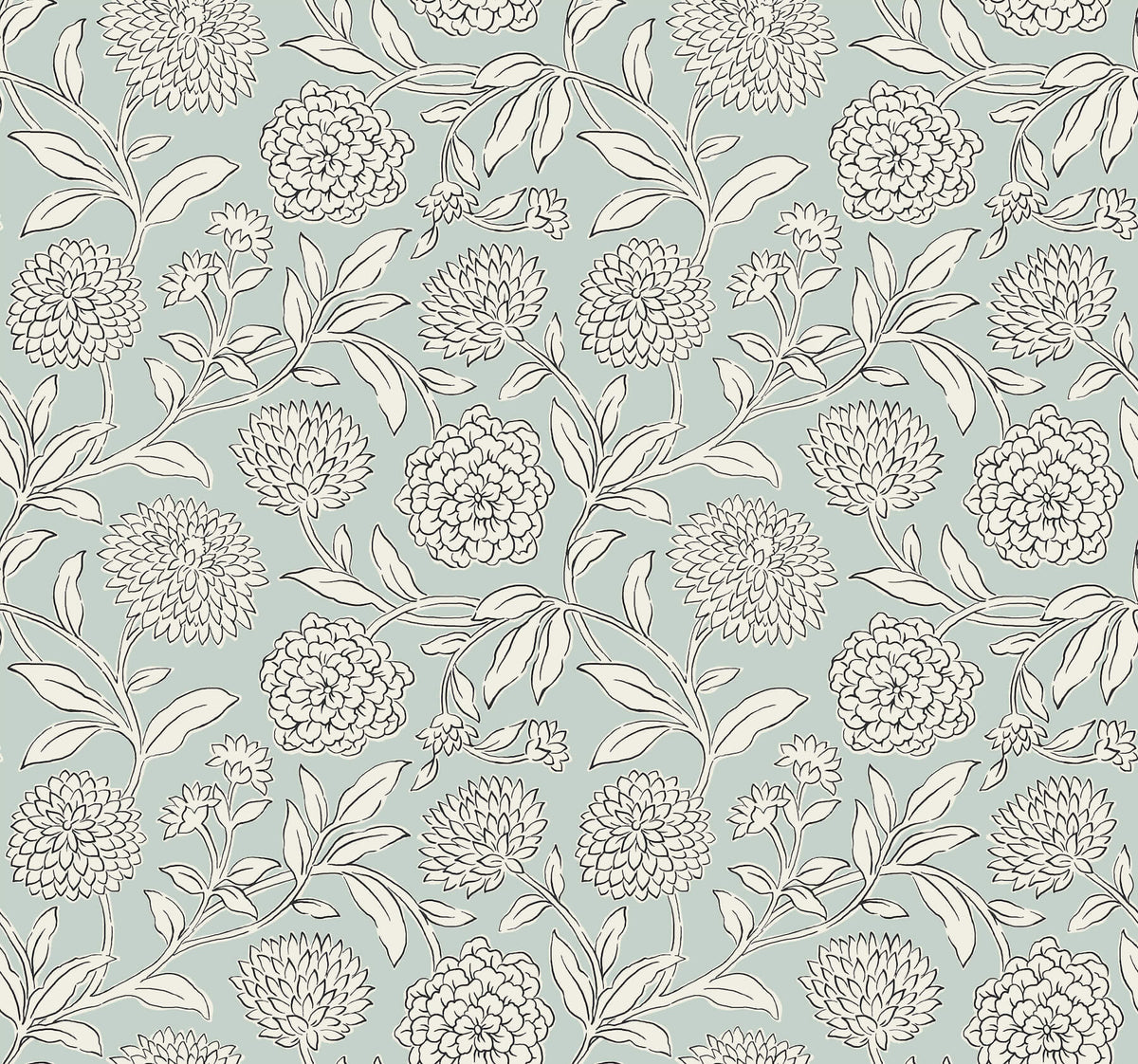 Antonina Vella Jardin Chatsworth Garden Wallpaper Sample - Sky Blue