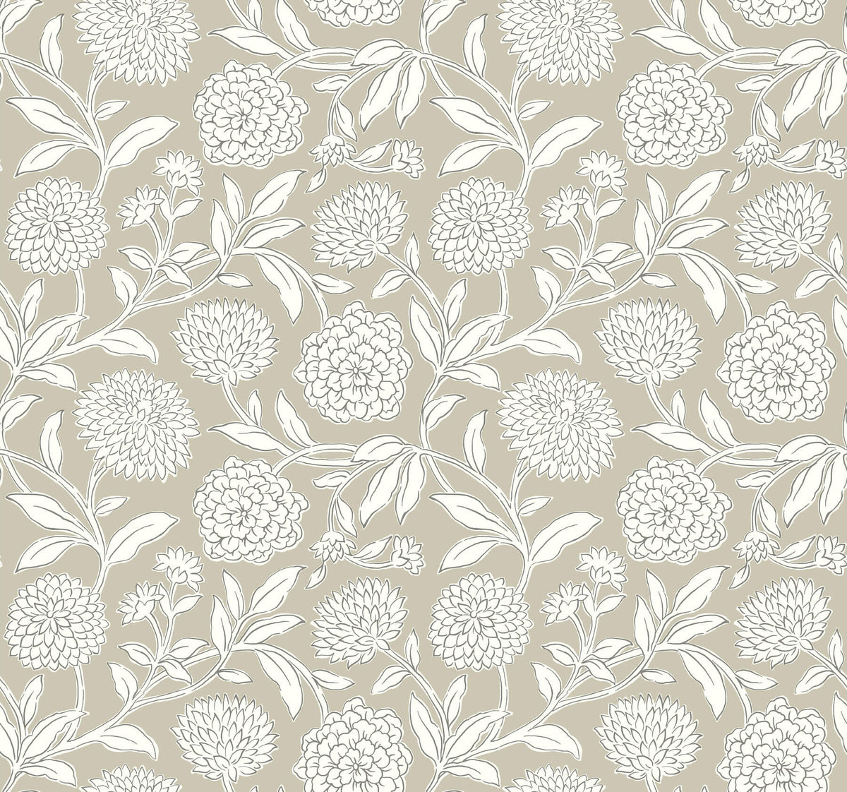 Antonina Vella Jardin Chatsworth Garden Wallpaper Sample - Taupe