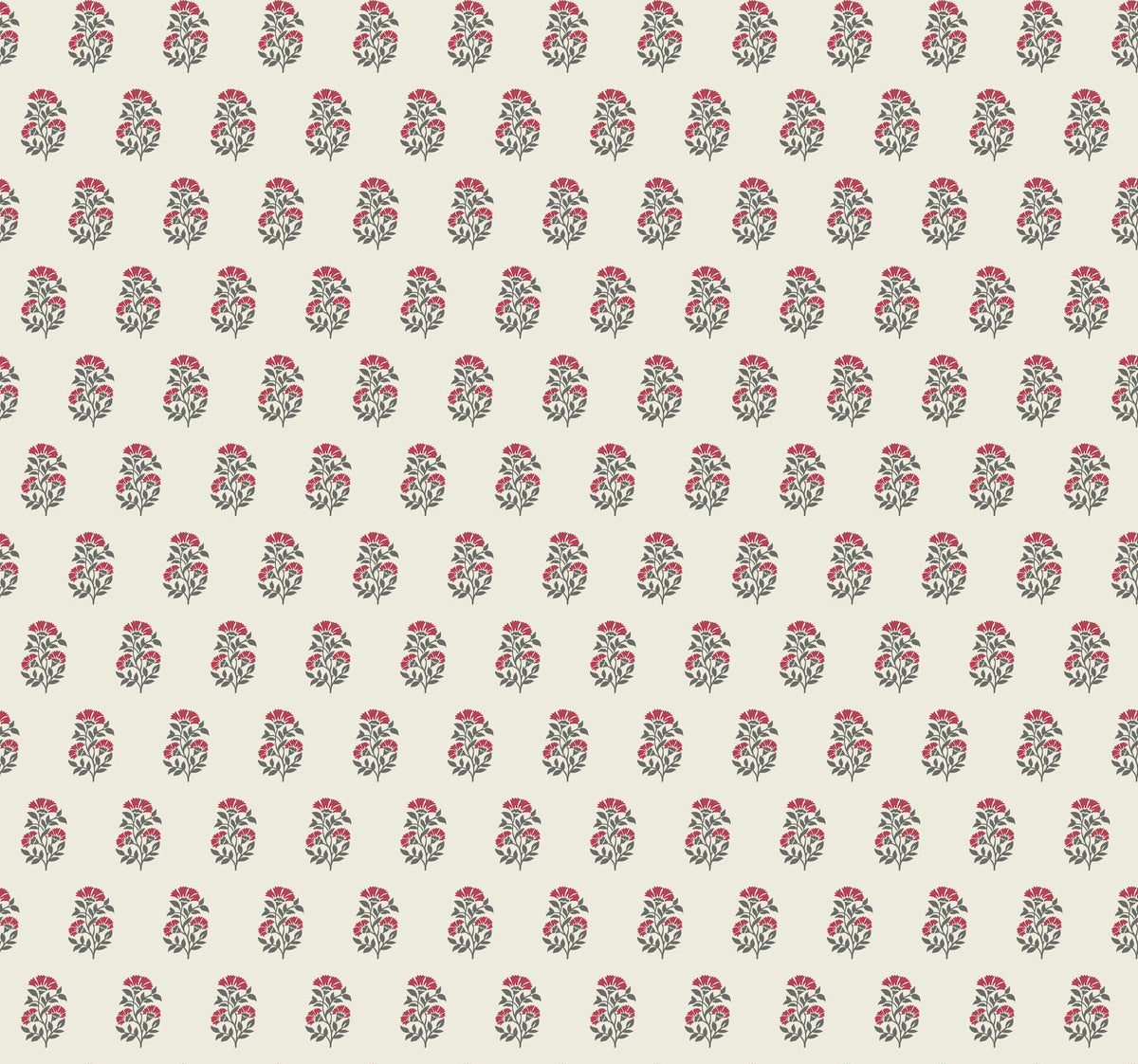 Antonina Vella Jardin Sylvie Wallpaper Sample - Red & Charcoal