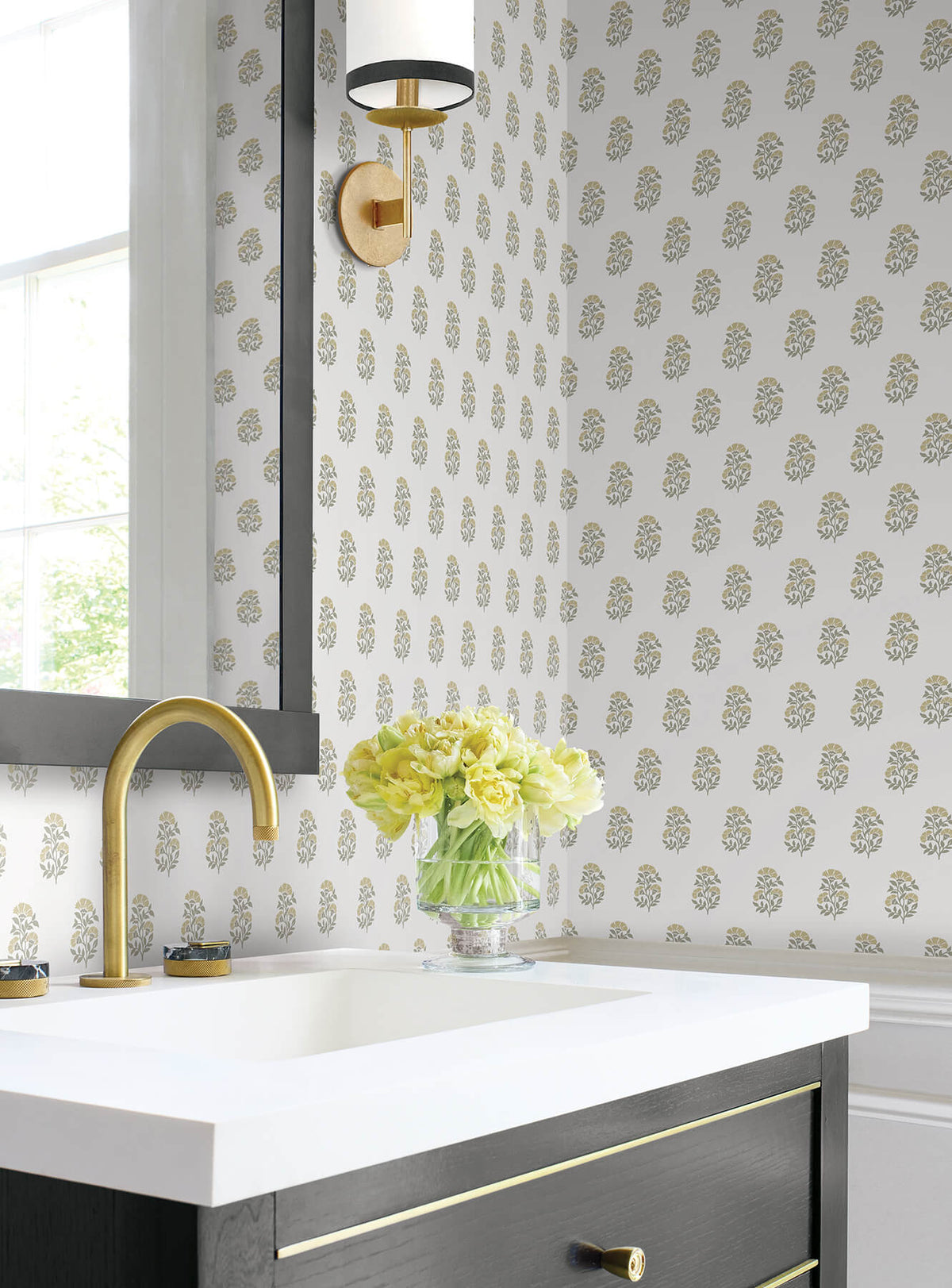Antonina Vella Jardin Sylvie Wallpaper Sample - Beige & Taupe